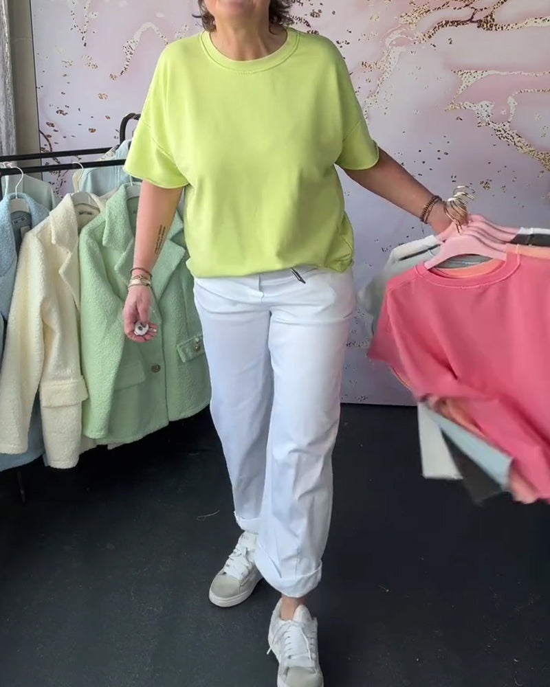 Pantalon Revers Décontractée Stretch Jambe Droite