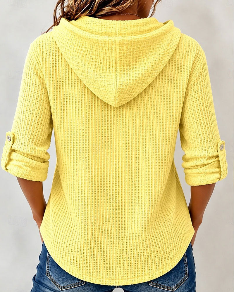 Manteau À Capuche Gaufré Bouton Poche