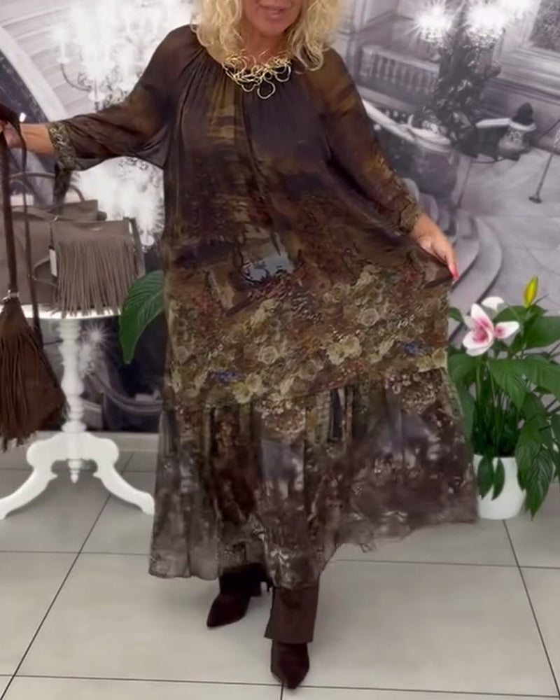 Robe Élégante Imprimé Florale Longue