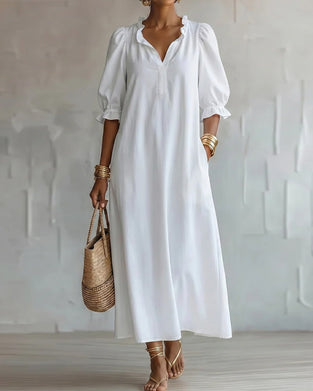 Robe Col Montant Manches Bouffantes