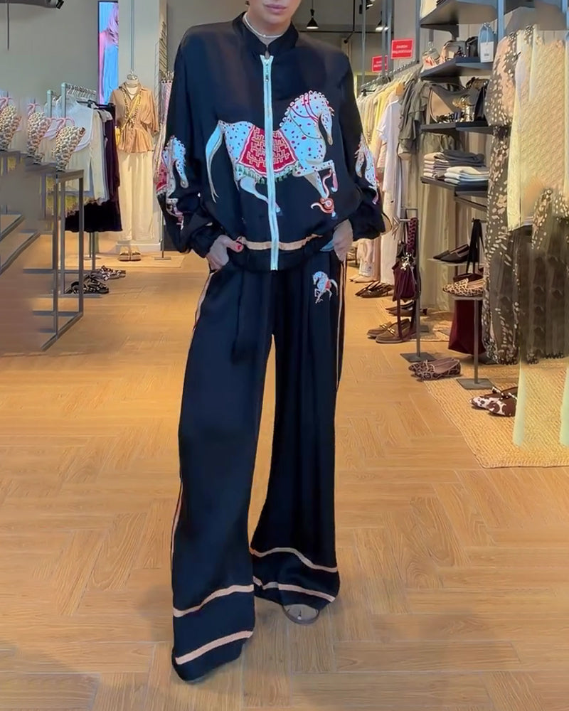 Set Veste Courte Et Pantalon Décontracté