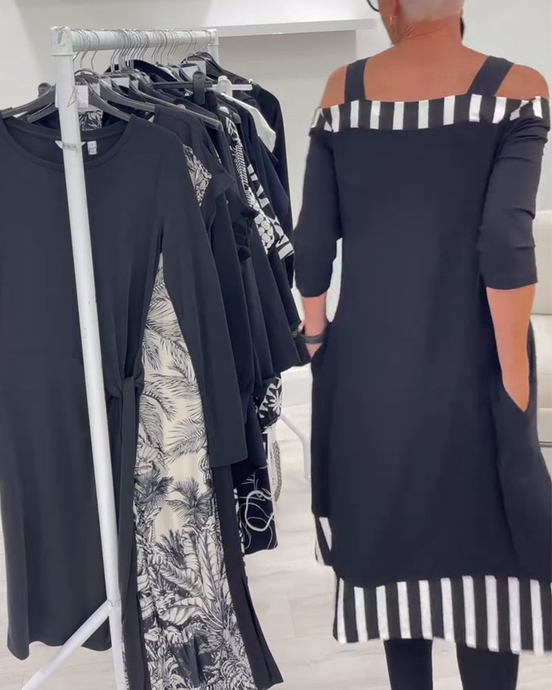 Robe Décolleté Large Imprimé Irrégulier