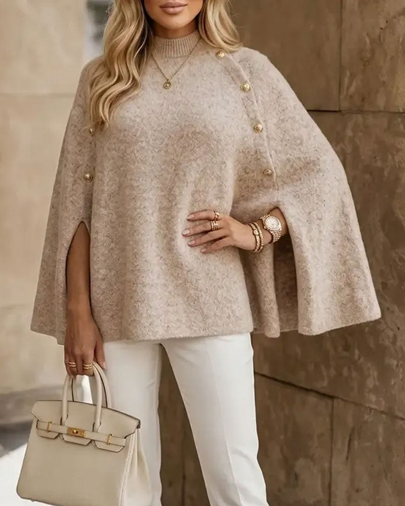 Pull Col Haut Boutonné Fente