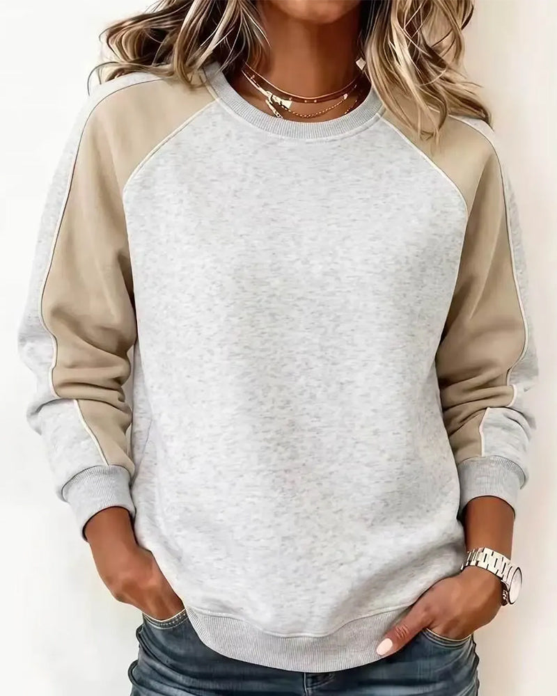 Sweatshirt Bloc De Couleur Raglan Col Rond