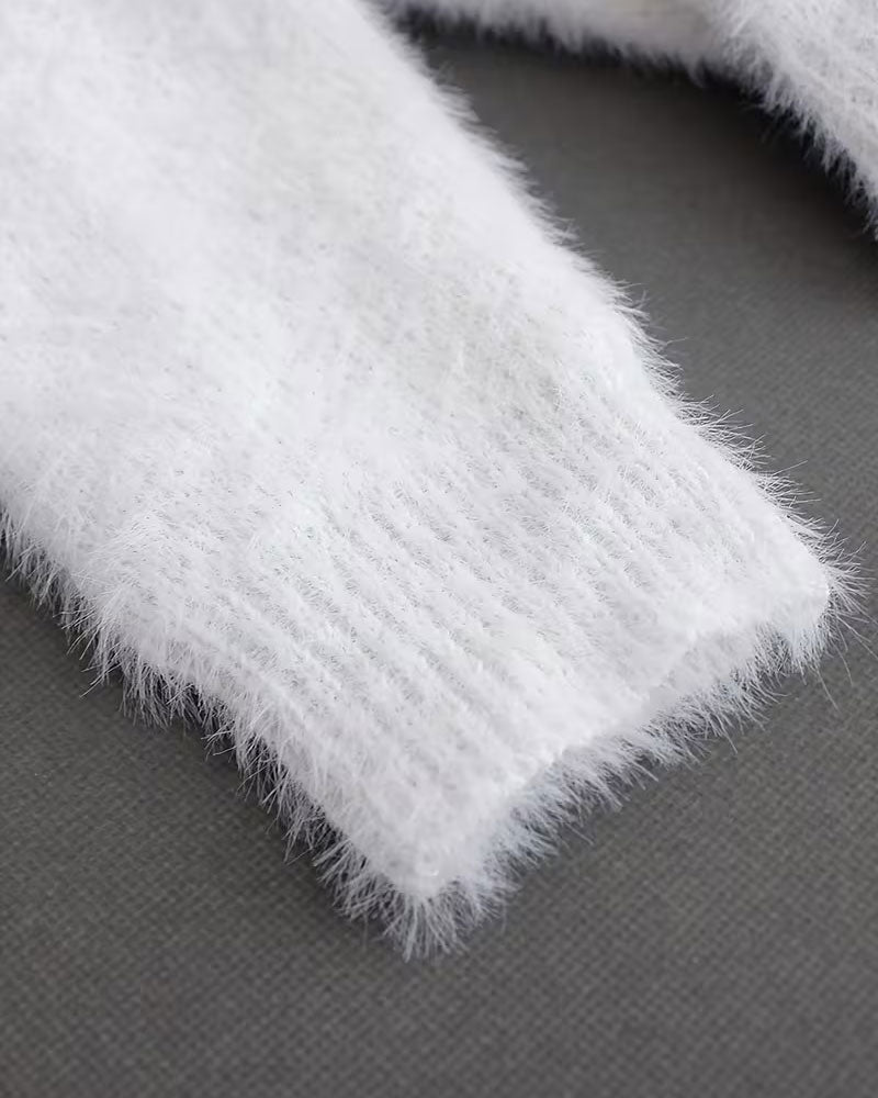 Pullover Détail Chaîne Épaules Dégagées Doux