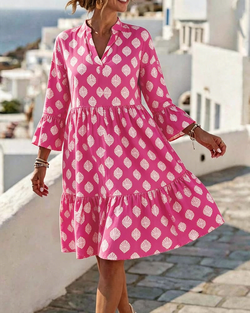 Robe Col V Imprimé