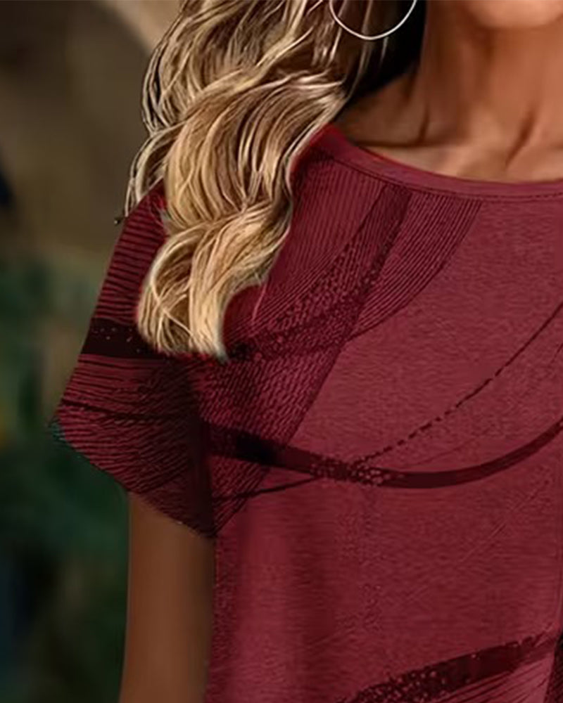 T-Shirt Manches Courtes Ourlet Asymétrique