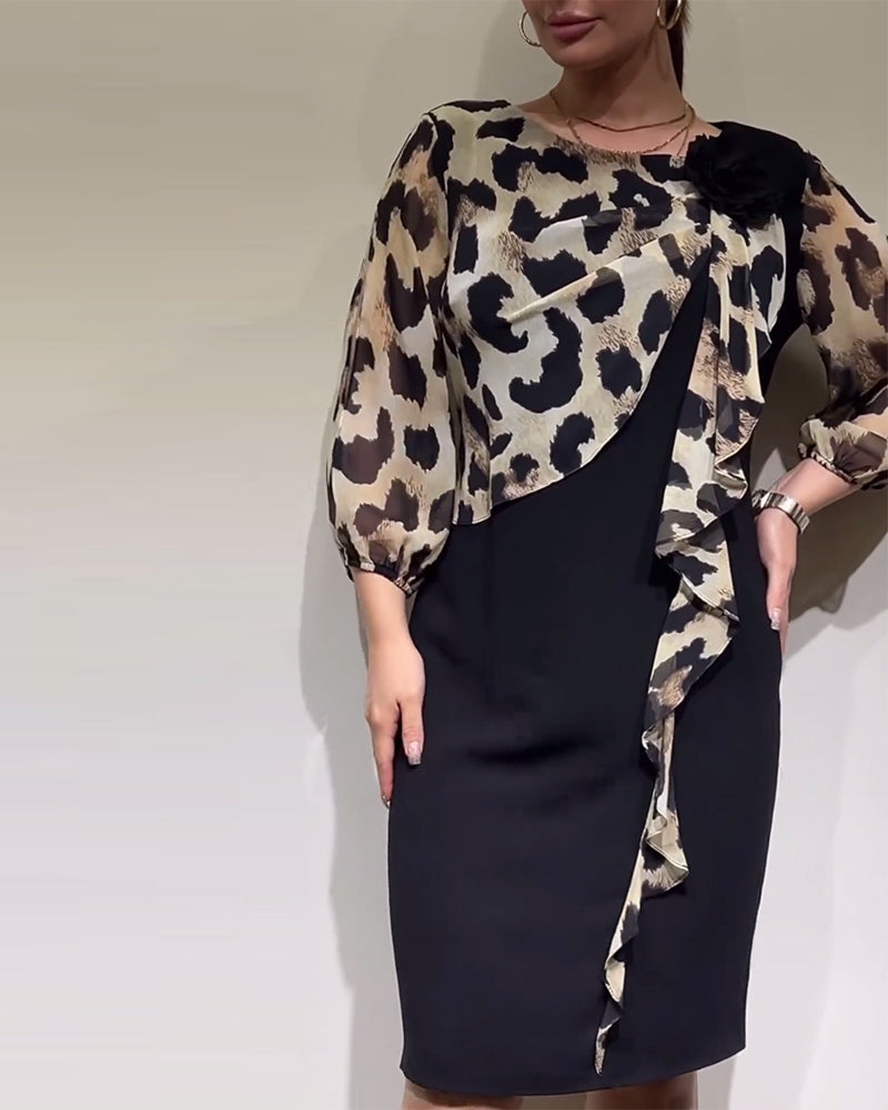 Robe patchwork imprimé léopard
