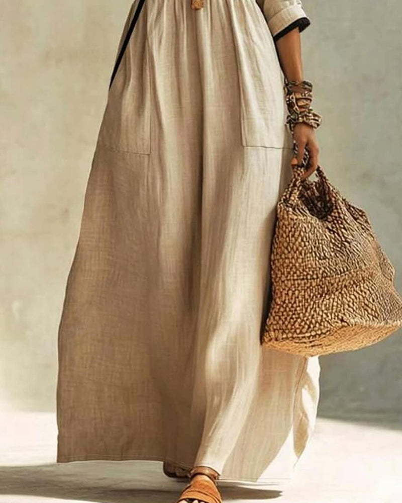 Robe Col Mandarine Décontractée