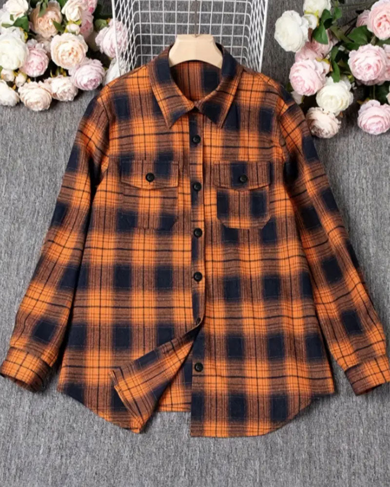 Blouse Casual Écossais Chemise