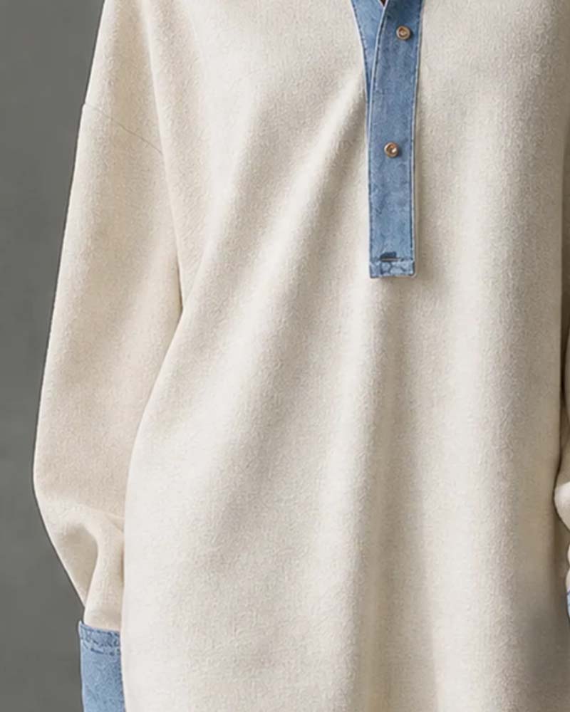 Robe Patchwork Décontractée Manche Longue