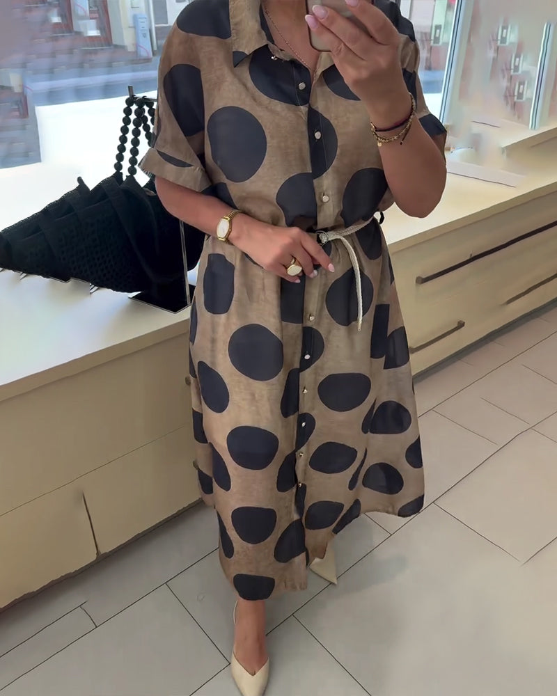Robe Décontractée À Revers, À Pois