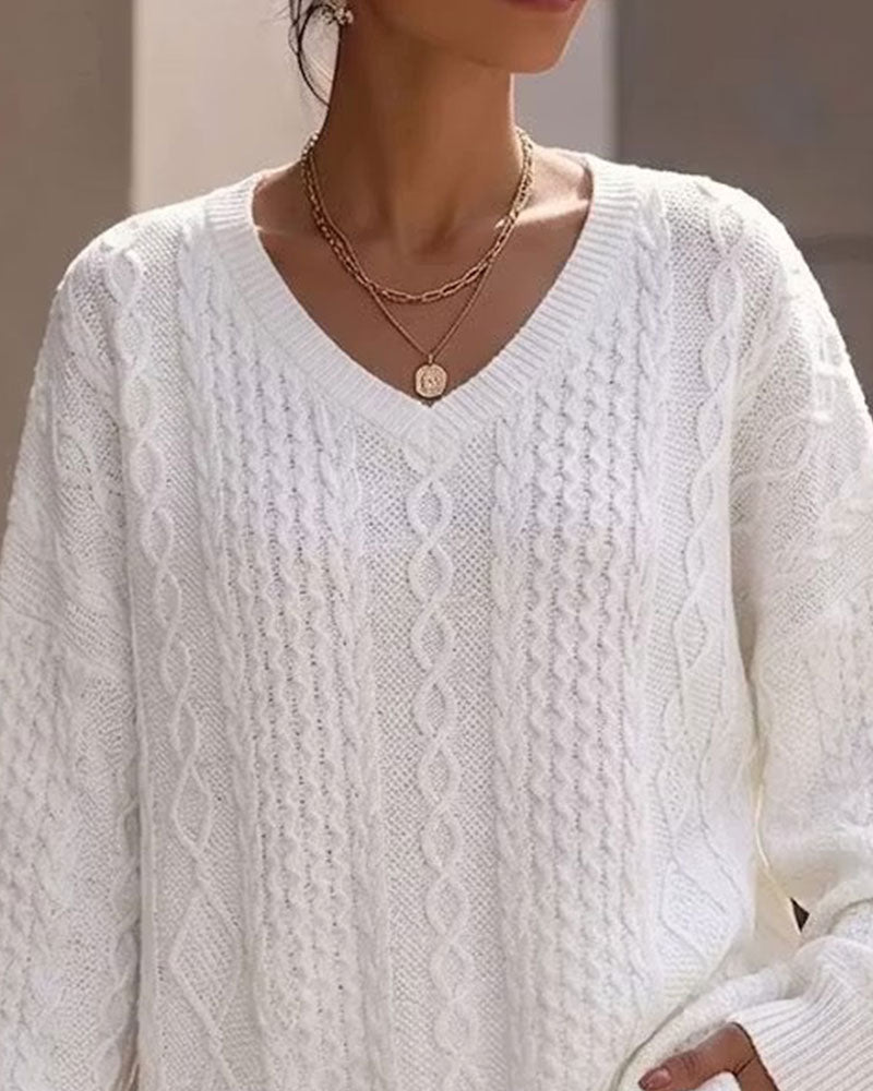 Pullover Col En V Élégant Unie Décontracté Tricoté