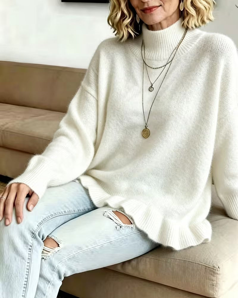 Pullover Col Mock Volant