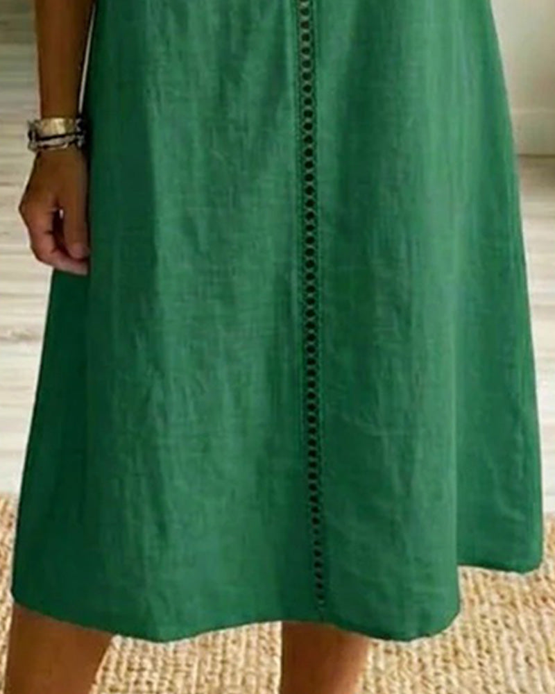Robe Évidée Panneautée Droite Coton Et Lin