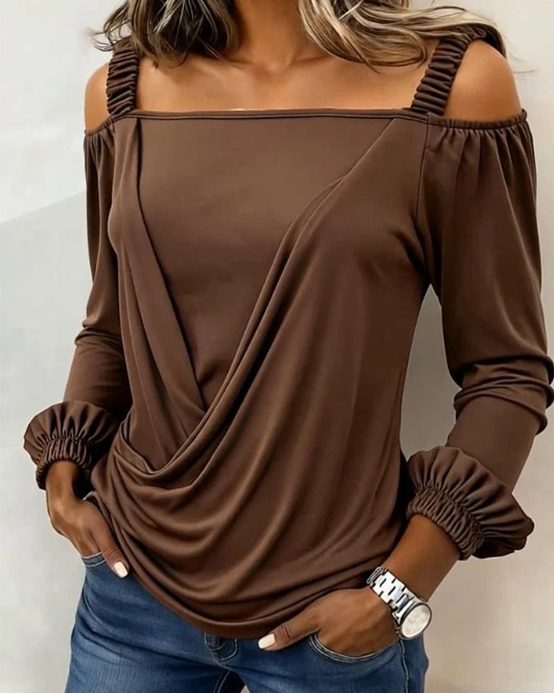 Haut Camisole Hors-Épaule Croisé Manche-Pouf