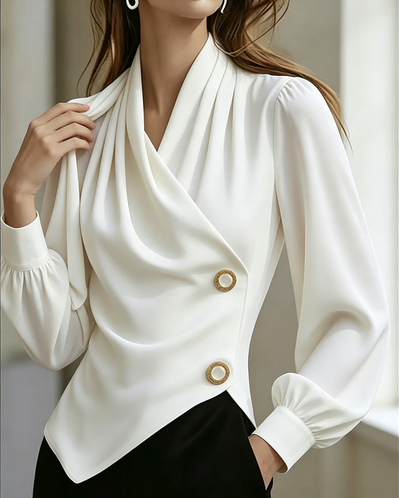 Blouse Drapée Mode Col En V