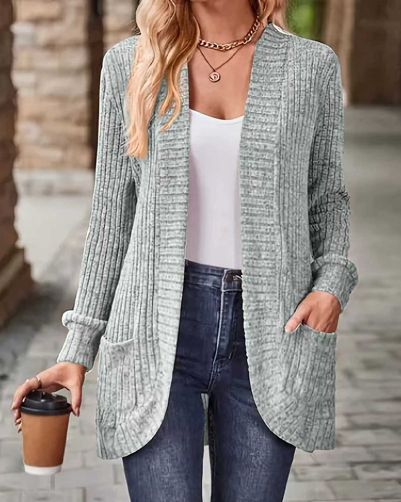 Manteau Brossé Décontracté Manche-Longue