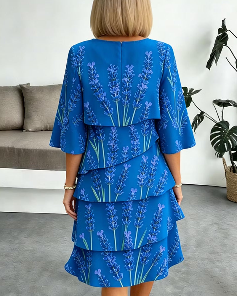 Robe Imprimé Lavande Superposée
