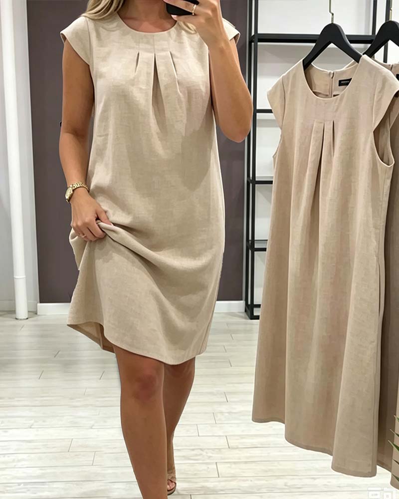 Robe Manche Papillon Col Rond Fourreau