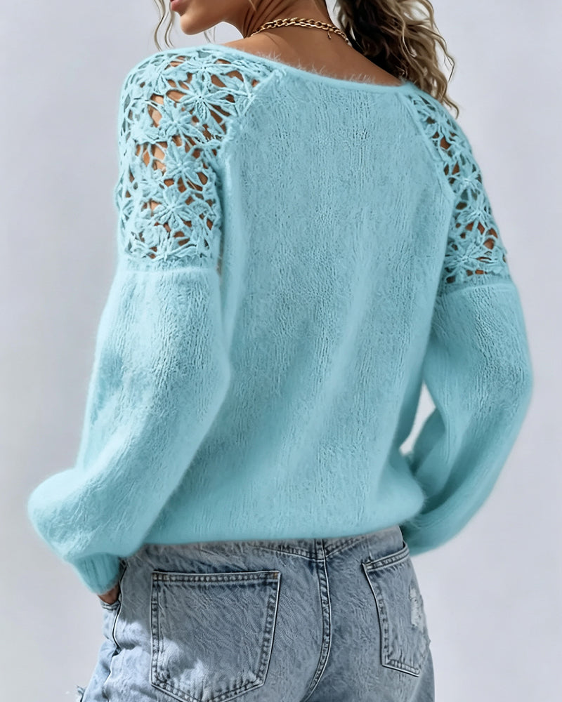 Pullover Avec Découpe Dentelle Détail Patchwork