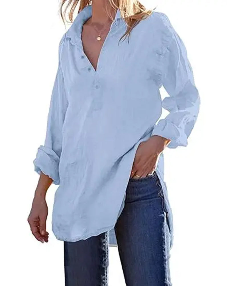 Chemise Coupe Lâche Unie Décontractée