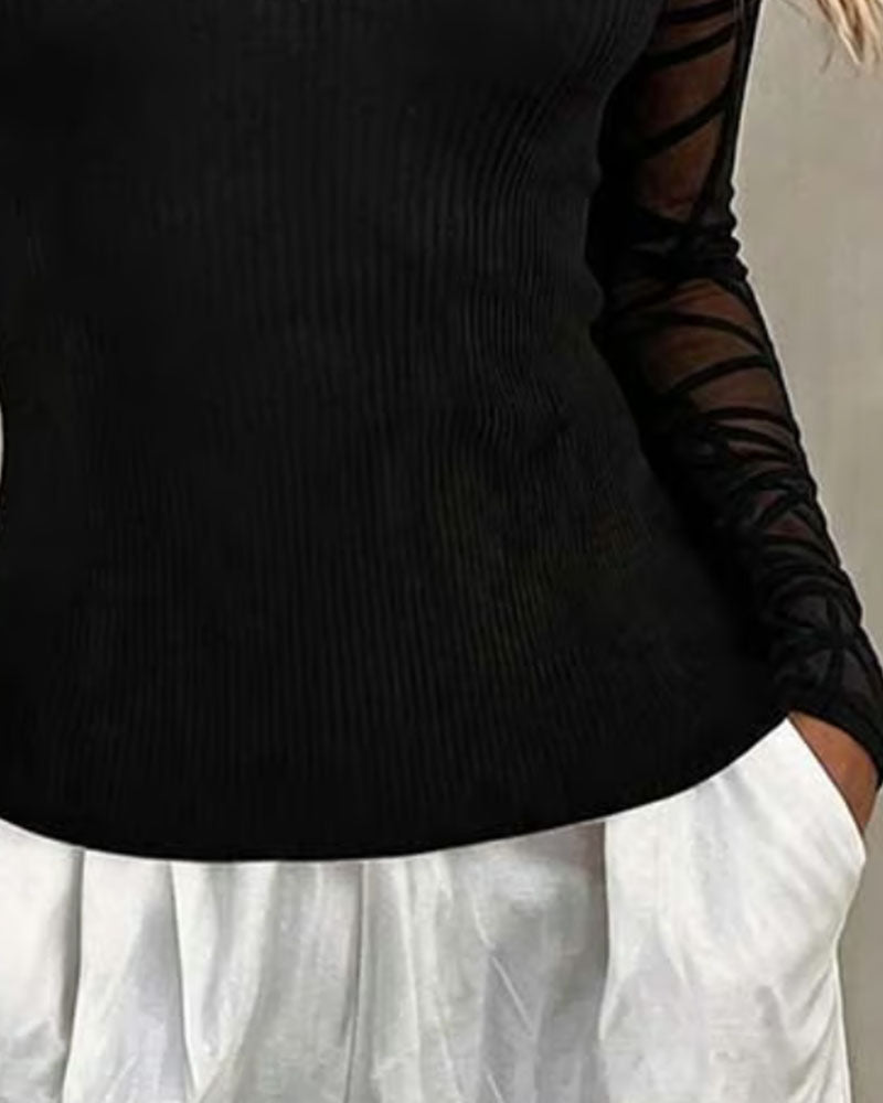 Haut Col Roulé Patchwork Tendance
