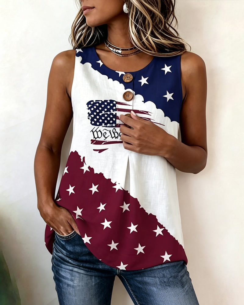 Tank Tops Étoiles Et Rayures Imprimé