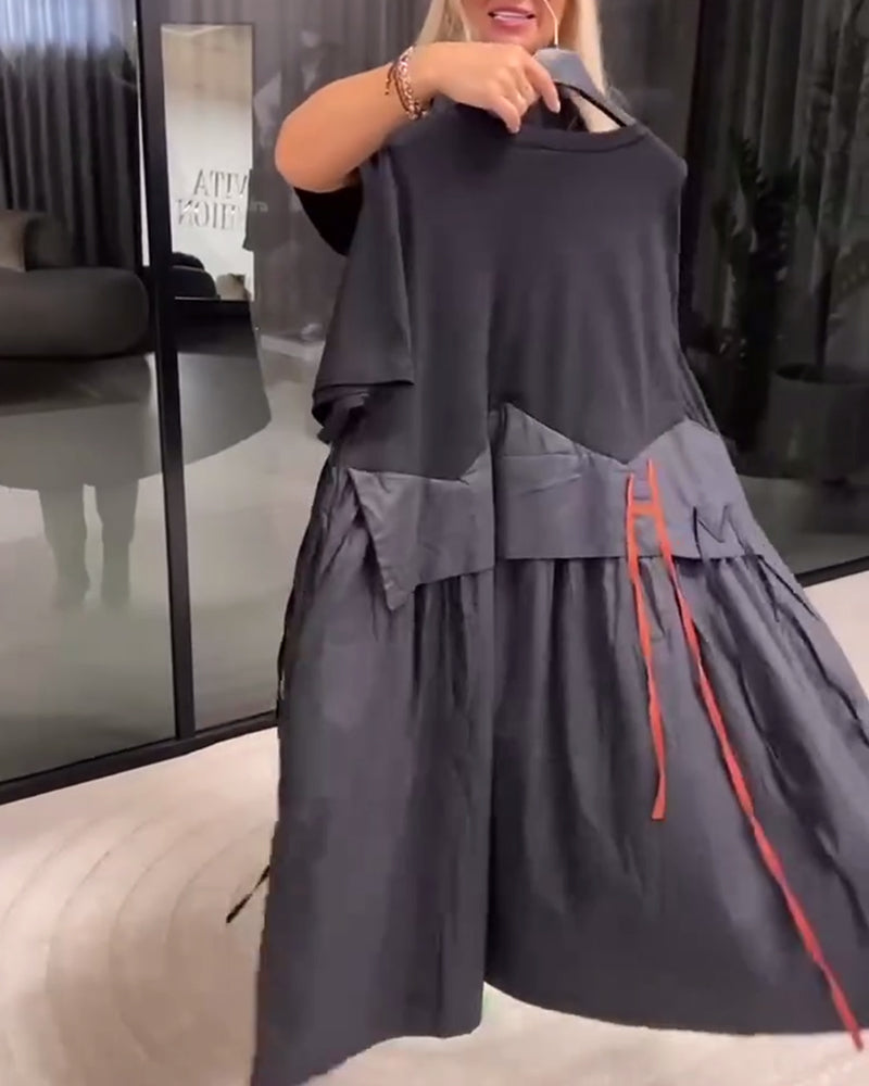 Robe Couture Ruban Fausse Deux-Pièces