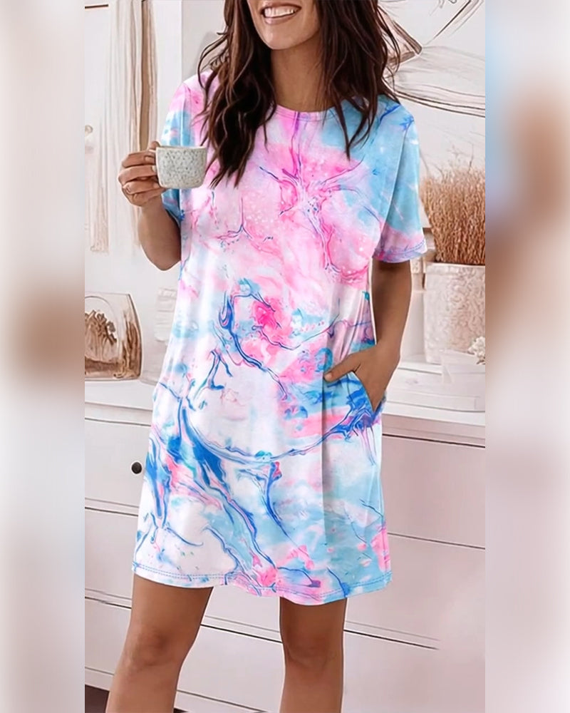 Robes Tie-Dye Fluide Imprimé Ample
