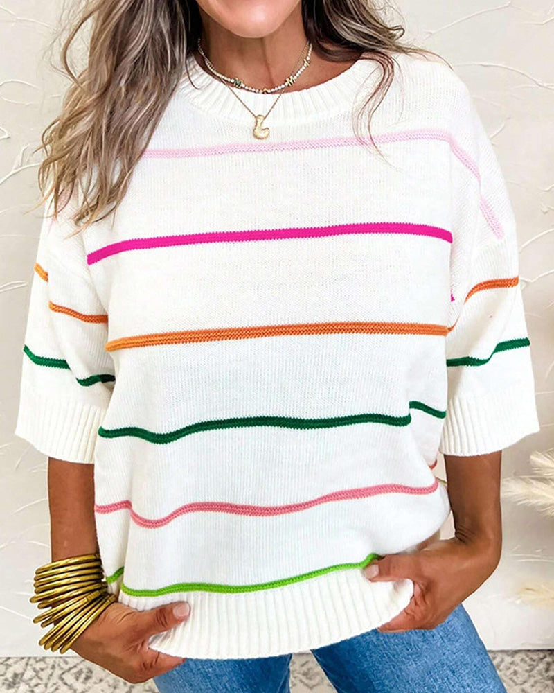 Pull Rayé À Col Rond