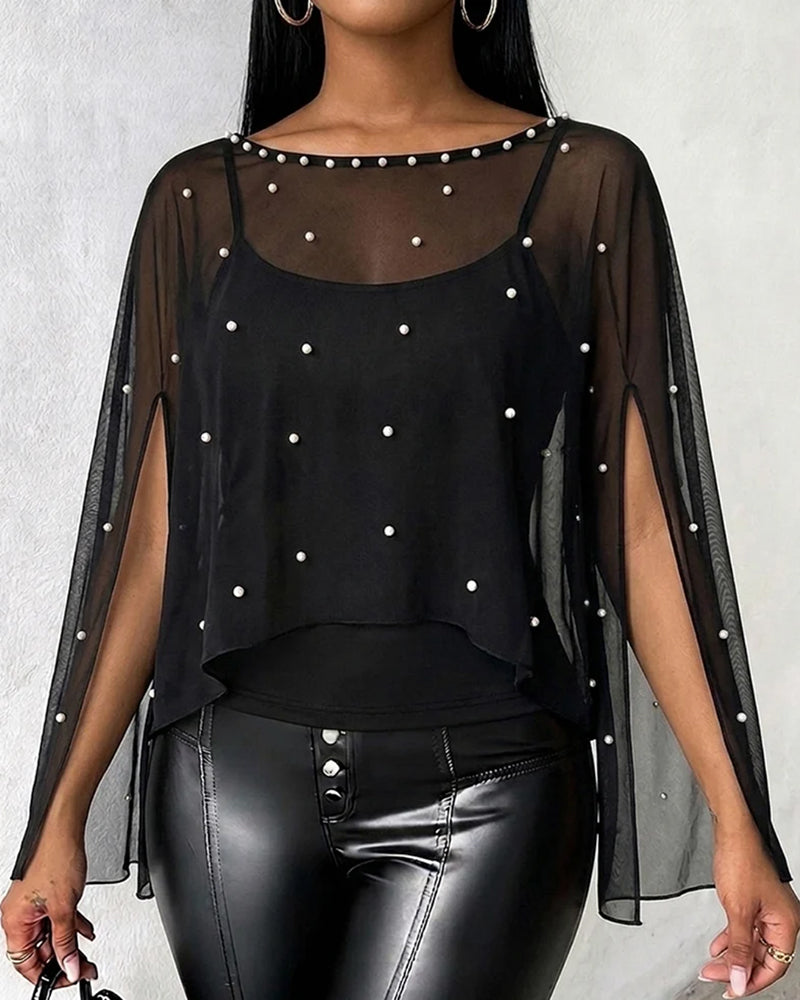 Blouse Col Rond Fente Décontractée