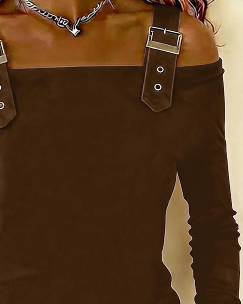 Haut Manche Longue Off-Épaule Camisole