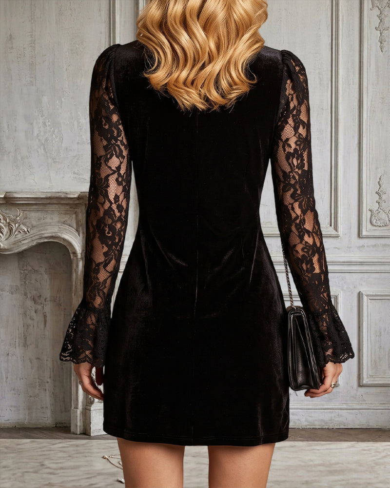 Robe Col V Unie Manche Longue