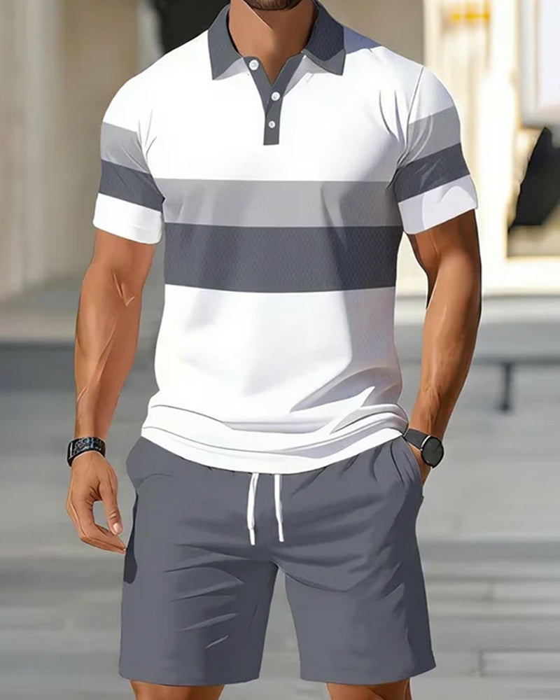 Set Rayé Polo Homme Short