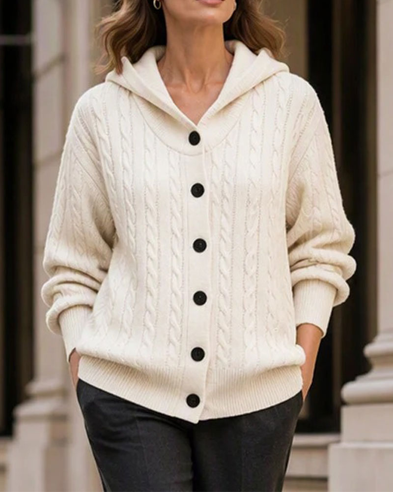 Cardigan Capuche Ouvert Devant Tricoté