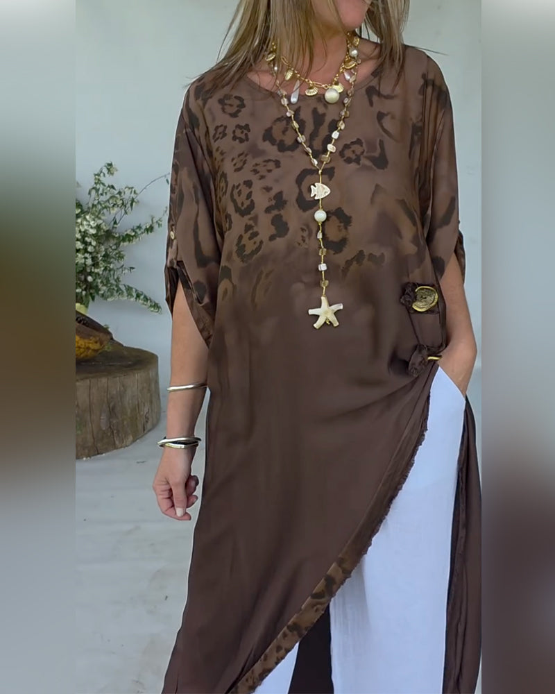 Blouse À Imprimé Léopard Effet Ombré Longue