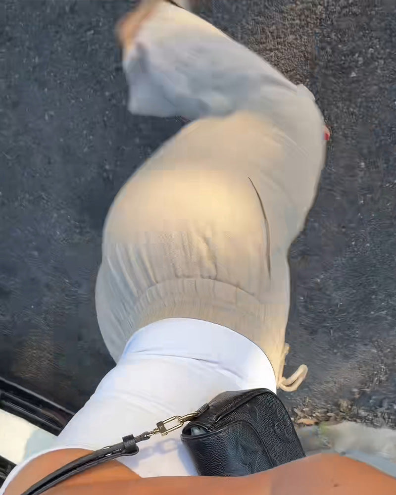 Pantalon Cordon Élastique Taille Décontracté Long