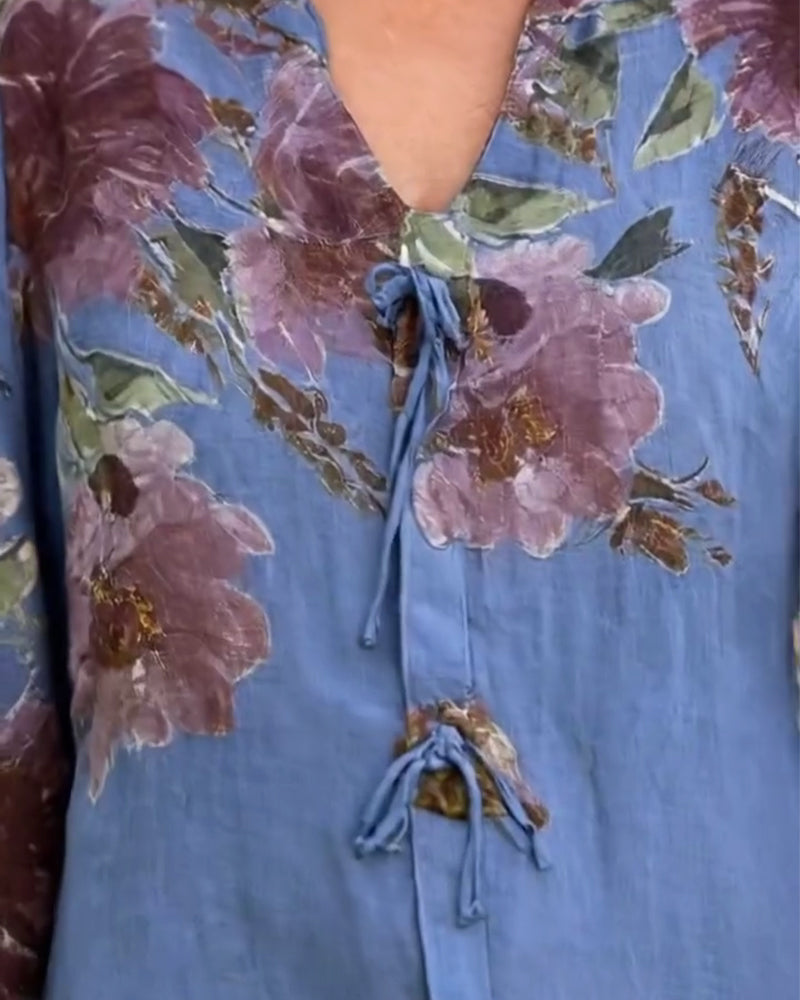 Robe Col V À La Mode Décontracté Floral