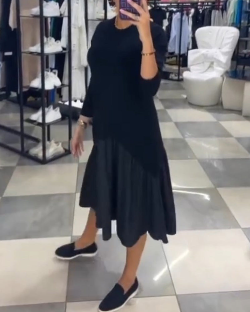 Robe patchwork décontractée avec volants