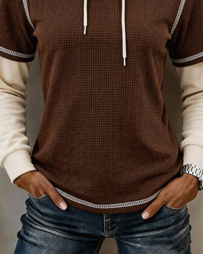 Sweat À Capuche Gaufré Bloc De Couleur 2 En 1