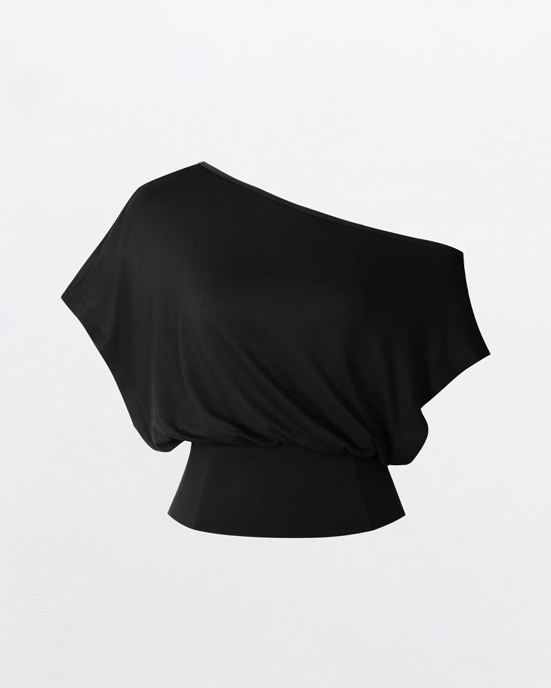 T-Shirt Ourlet Asymétrique Ajusté Chauve-Souris
