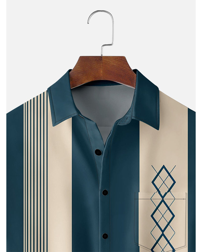 Chemise Col Bloc De Couleur Rayon Losange