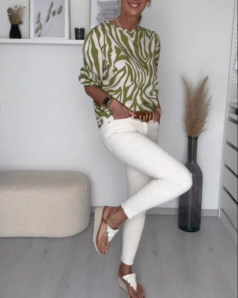 Blouse col rond imprimé zèbre