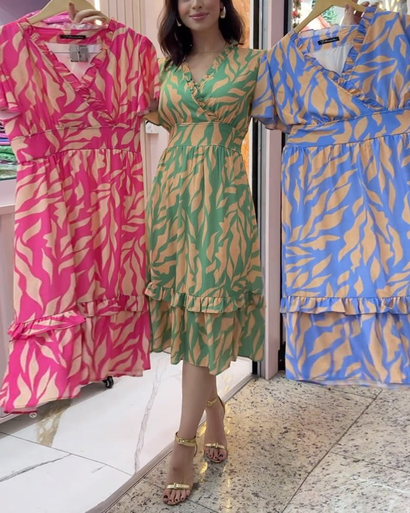 Robe élégante imprimée à la taille