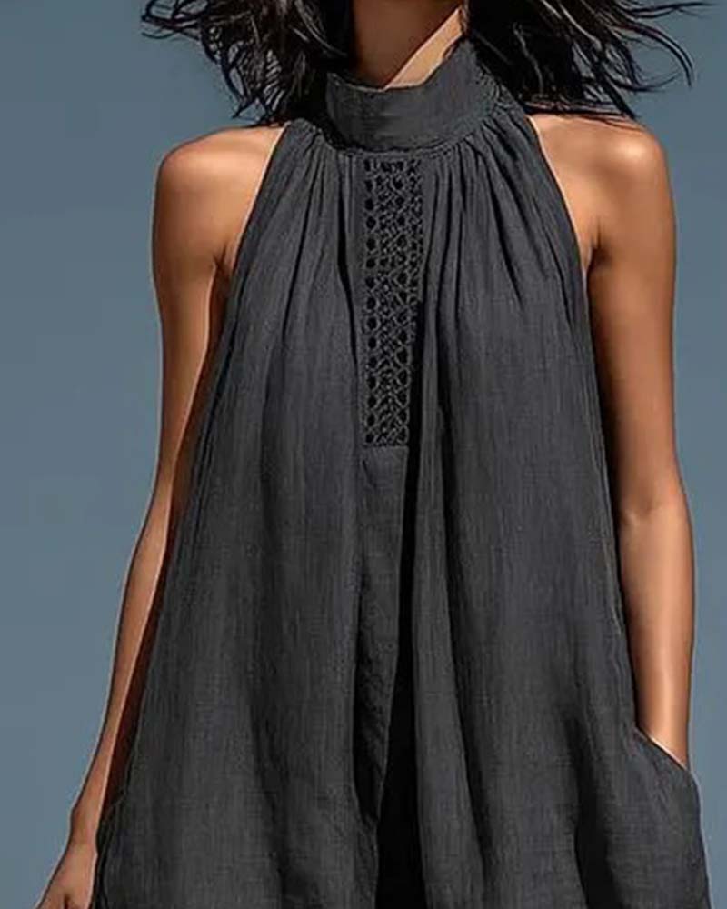 Jumpsuit Halter Col Sans Manches