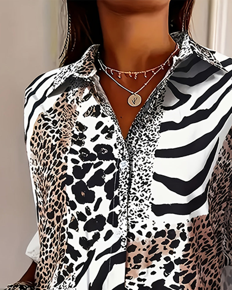 Blouse Zèbre Et Léopard Imprimé Lâche