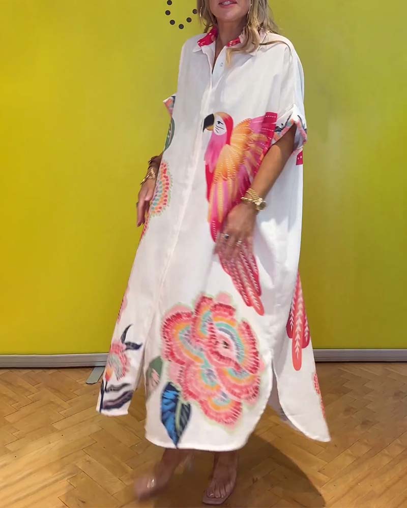 Robe longue imprimée à revers