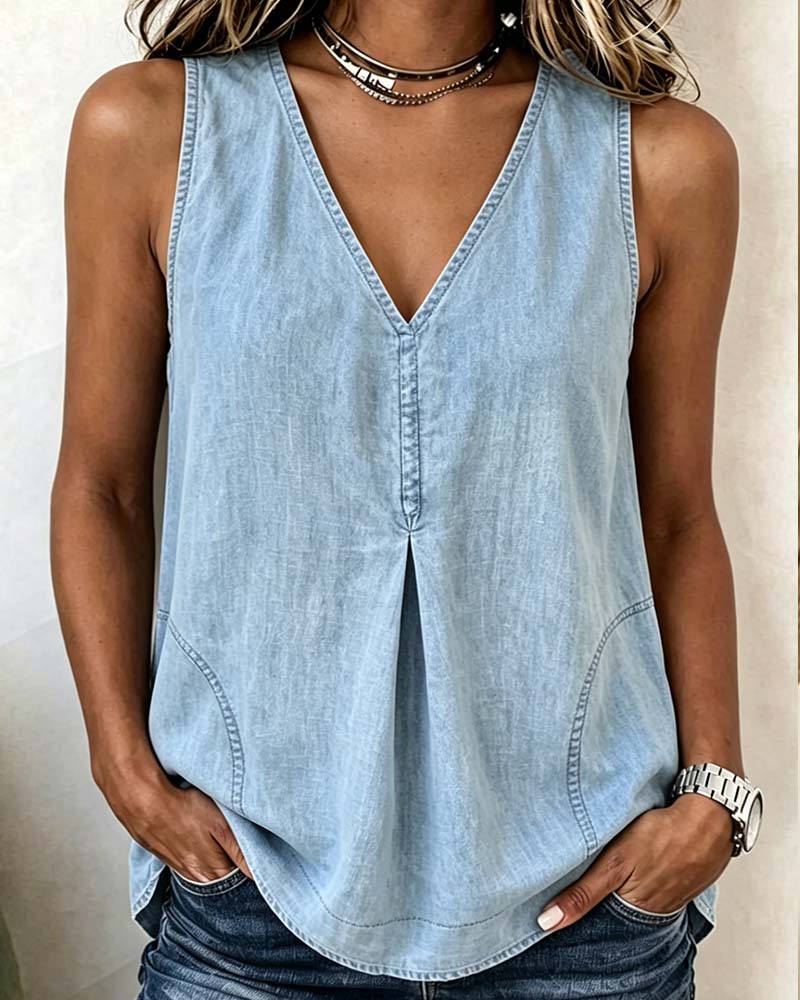 Débardeur Col V Denim