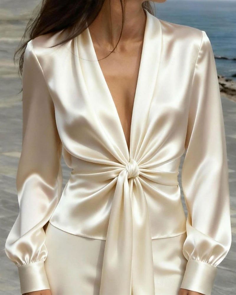 Blouse Mode Profond V Sophistiqué